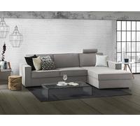 Dmora Talamo Italia - Divano Fisso con penisola Maia, Divano ad Angolo, Sofà con penisola Contenitore Destra, Braccioli Slim, 100% Made in Italy, Cm 260x95h90, Grigio