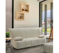 Dmora Talamo Italia - Divano Letto 2 posti Alisee, Sofà Soggiorno con Apertura a Carrello in Tessuto Imbottito, Cuscini Inclusi, 100% Made in Italy, Cm 125x90h85, Beige
