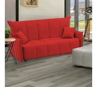 Dmora Talamo Italia - Divano Letto 3 posti Allyson, Sofà con Apertura a Carrello in Tessuto Imbottito, Braccioli Standard, 100% Made in Italy, Cm 190x90h85, Rosso