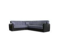 Talamo Italia Dmora - Divano Letto con penisola Matias, Divano Contenitore ad Angolo in Ecopelle e Tessuto, Sofà con Apertura Click-clack, 305x238h91 cm, Nero e Grigio