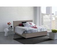 Dmora Talamo Italia Letto Contenitore Matrimoniale Francese Anna, Made in Italy, Letto con Rivestimento in Ecopelle, Apertura Frontale, con Materasso cm 140x200 Incluso, Tortora