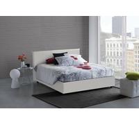 Dmora Talamo Italia Letto contenitore Matrimoniale francese Anna, Made in Italy, Letto con rivestimento in ecopelle, Apertura frontale, adatto per materasso cm 140x200, Bianco