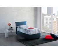Dmora Talamo Italia Letto Contenitore Singolo Anna, Made in Italy, Letto con Rivestimento in Tessuto, Apertura Frontale, Adatto per Materasso cm 90x190, Blu