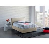 Dmora Talamo Italia Letto Contenitore Una Piazza e Mezza Anna, Made in Italy, Letto con Rivestimento in Tessuto, Apertura Frontale, Adatto per Materasso cm 120x200, Panna