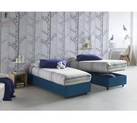 Dmora Talamo Italia - Letto Singolo Caterina, Letto Contenitore con Rivestimento in Tessuto, 100% Made in Italy, Apertura Frontale, Adatto per Materasso Cm 80x200, Blu