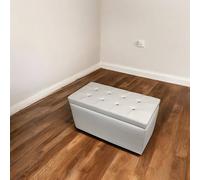 Talamo Italia - Pouf Contenitore Abino, Baule Contenitore, Supporto per Divano, Poggiapiedi con Box, Made in Italy, 90x45 h45 cm, Bianco