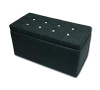 Dmora Talamo Italia Pouf Contenitore in Similpelle, Colore Grigio, Misure 90 x 45 x 45 cm