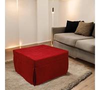 Dmora Talamo Italia Pouf Convertibile Singolo, Prodotto in Italia, Letto Pieghevole, Pouf salvaspazio in Tessuto sfoderabile per Soggiorno, Rosso, 78 x 78/195 h 45 cm