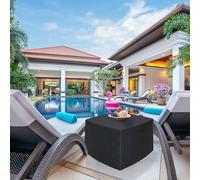 Dmora - Tavolino da esterno Faenza, Tavolino contenitore multiuso, Ripiano basso effetto rattan, 100% Made in Italy, 53x53h40 cm, Antracite