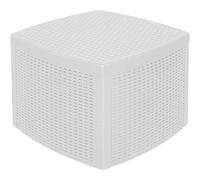 Dmora - Tavolino da Esterno Faenza, Tavolino Contenitore, Tavolo Basso Effetto Rattan, 100% Made in Italy, Cm 53x53h40, Bianco
