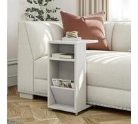 Dmora - Tavolino da Salotto Belel, Tavolo Basso da caffè, Portariviste per Divano, Ripiano da Soggiorno, 30x40h63 cm, Bianco