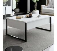 Dmora - Tavolino da Salotto Canis, Tavolo Basso da caffè, Portariviste per Divano, Ripiano da Soggiorno, 90x60h40 cm, Bianco e Nero