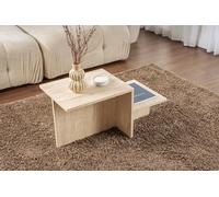 Dmora - Tavolino da salotto Cantello, Tavolo basso da caffè, Portariviste per divano, Ripiano da soggiorno, 80x40 h40 cm, Beige
