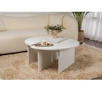 Dmora - Tavolino da salotto Codroipo, Tavolo basso da caffè, Portariviste per divano, Ripiano da soggiorno, 90x90 h41 cm, Bianco e Naturale