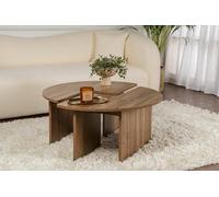 Dmora - Tavolino da salotto Codroipo, Tavolo basso da caffè, Portariviste per divano, Ripiano da soggiorno, 90x90 h41 cm, Noce