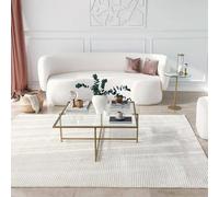 Dmora - Tavolino da salotto Dabih, Tavolo basso da caffè, Portariviste per divano, Ripiano da soggiorno, 85x85h35 cm, Oro