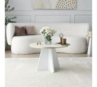 Dmora - Tavolino da salotto Elnath, Tavolo basso da caffè, Portariviste per divano, Ripiano da soggiorno, 60x60h40 cm, Oro e Bianco