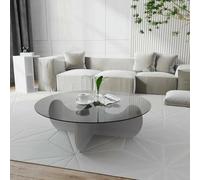 Dmora - Tavolino da Salotto Enif, Tavolo Basso da caffè, Portariviste per Divano, Ripiano da Soggiorno, 90x90h30 cm, Bianco