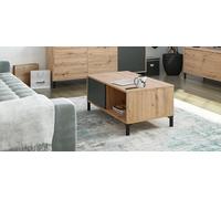 Dmora - Tavolino da salotto Evansville, Tavolino da caffè, Tavolo basso da soggiorno, 100x50h40 cm, Rovere nodi e Antracite