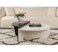 Dmora - Tavolino da salotto Feglino, Tavolo basso da caffè, Portariviste per divano, Ripiano da soggiorno, 90x60 h35 cm, Bianco e Nero