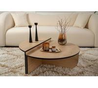 Dmora Table Basse feglino, Table Basse, Porte-revues pour canapé, etagère de Salon, 90x60 h35 cm, chêne et Noir