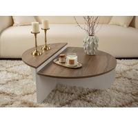 Dmora - Tavolino da salotto Feglino, Tavolo basso da caffè, Portariviste per divano, Ripiano da soggiorno, 90x60 h35 cm, Noce e Bianco