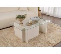 Dmora - Tavolino da salotto Illasi, Tavolo basso da caffè, Portariviste per divano, Ripiano da soggiorno, 105x65 h40 cm, Bianco
