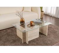 Dmora - Tavolino da salotto Illasi, Tavolo basso da caffè, Portariviste per divano, Ripiano da soggiorno, 105x65 h40 cm, Beige