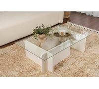 Dmora Table Basse itri, Table Basse, Porte-revues pour canapé, etagère de Salon, 105x65 h30 cm, Blanc