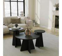 Dmora Tavolino da Salotto Leostris 60x60x40h cm Nero Forma Rotonda Materiale Struttura in Legno Nobilitato, Materiale Piano in Legno Nobilitato