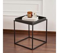 Dmora Tavolino da Salotto Nomele 45x45x52h cm Nero Forma Quadrato Materiale Piano in Metallo, Colore Ripiano Nero