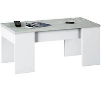 Dmora - Tavolino da Salotto Oceanside, Tavolino da caffè con Piano elevabile, Tavolo Basso da Soggiorno, 100x50h45/56 cm, Bianco e Cemento