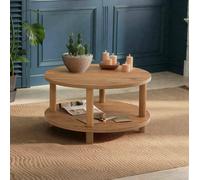 Dmora Tavolino da Salotto Oniferi 70x70x43.7h cm Marrone Quercia Portariviste Un Vano, Forma Rotonda