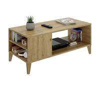 Dmora Tavolino da Salotto PianPerduto 50x100x43h cm Marrone Rovere Nodi Cassetti con Piedini, 3 Vani