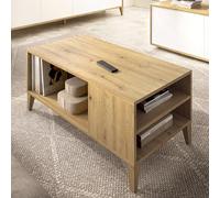 Dmora Tavolino da Salotto PianPerduto 50x100x43h cm Marrone Rovere Nodi Cassetti con Piedini, 3 Vani