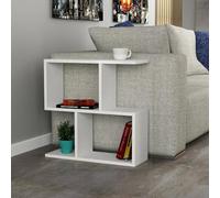 Dmora - Tavolino da salotto Polyh, Tavolo basso da caffè, Portariviste per divano, Ripiano da soggiorno, 60x20h60 cm, Bianco