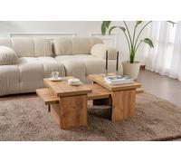 Dmora - Tavolino da salotto Prepotto, Tavolo basso da caffè, Portariviste per divano, Ripiano da soggiorno, 110x45 h42 cm, Pino