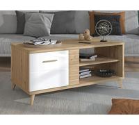 Dmora Tavolino da Salotto Rakiya 120x60x54h cm Marrone Rovere Nodi con Piedini 3 Vani, Forma Rettangolare