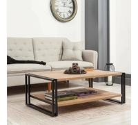 Dmora - Tavolino da salotto Sirius, Tavolo basso da caffè, Portariviste per divano, Ripiano da soggiorno, 110x70h40 cm, Quercia e Nero
