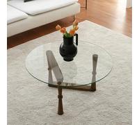 Dmora - Tavolino da Salotto Vegastra, Tavolo Basso da caffè, Portariviste per Divano, Ripiano da Soggiorno, 80x80h41 cm, Noce