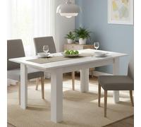 Dmora - Tavolo allungabile Caladora, Consolle con allunghe, Tavolo da pranzo multiuso, Ripiano estensibile da cucina, 190x90 h77 cm, Bianco lucido