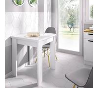 Dmora -Tavolo allungabile Comer, Consolle estensibile multiposizione,Tavolo consolle ausiliare pieghevole, 79/134x67h79 cm, Bianco