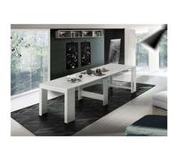 DMORA - Tavolo Allungabile Martino, Consolle Allungabile Fino A 12 Posti, Tavolo Con Portallunghe, 100% Made In Italy, Cm 51/300x90h77, Bianco Lucido