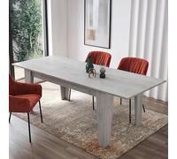 Dmora Tavolo Allungabile Mediterraneo in Legno, 160/220h78 cm Cemento, Estensibile 6-8 Posti con prolunga centrale, Moderno per cucina o soggiorno