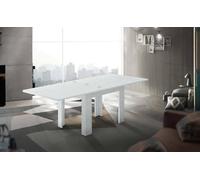 Dmora Tavolo allungabile Otto, Consolle ausiliare da Cucina, Tavolo allungabile, 100% Made in Italy, cm 90x90h75, Bianco Lucido
