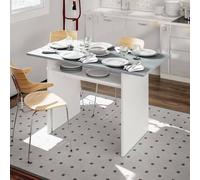 Dmora - Tavolo allungabile Garland, Ripiano estensibile con apertura a libro, Tavolo consolle ausiliare pieghevole, 120x35h77 cm, Bianco e Cemento