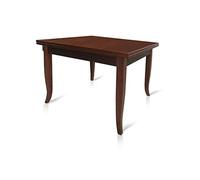 DMORA Tavolo con Apertura a Libro, in Legno massello Color Noce, cm 100x100x79.50, UNICA