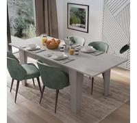 Dmora Tavolo da cucina Allungabile Bali in Legno, Estensibile 6-8 Persone con prolunga centrale, Stile moderno per salotto, 140/200h78 cm Cemento