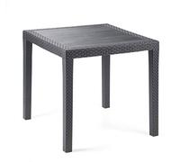 Dmora - Tavolo da esterno Agrigento, Tavolo quadrato da giardino, Ripiano fisso effetto rattan, 100% Made in Italy, 79x79h72 cm, Antracite
