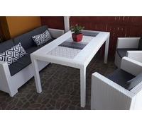 Dmora Tavolo da Esterno Giove, Base per Picnic, Piano da Pranzo da Giardino, Banco Outdoor Multiuso, Made in Italy, 150x90 h74 cm, Bianco